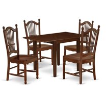 East West Furniture Dining Room Set Mahogany, NDDO5-MAH-W