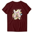 thumbnail image 2 of QUNYINEY Easter Womens Shirts Short Sleeve Pullover Casual Crew Neck Tops Loose Spring Tops for Women, 2 of 3