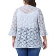 thumbnail image 4 of DARING DIVA Plus Size Open Front 3/4 Sleeve Sheer Lace Cardigan 4X Grey, 4 of 6