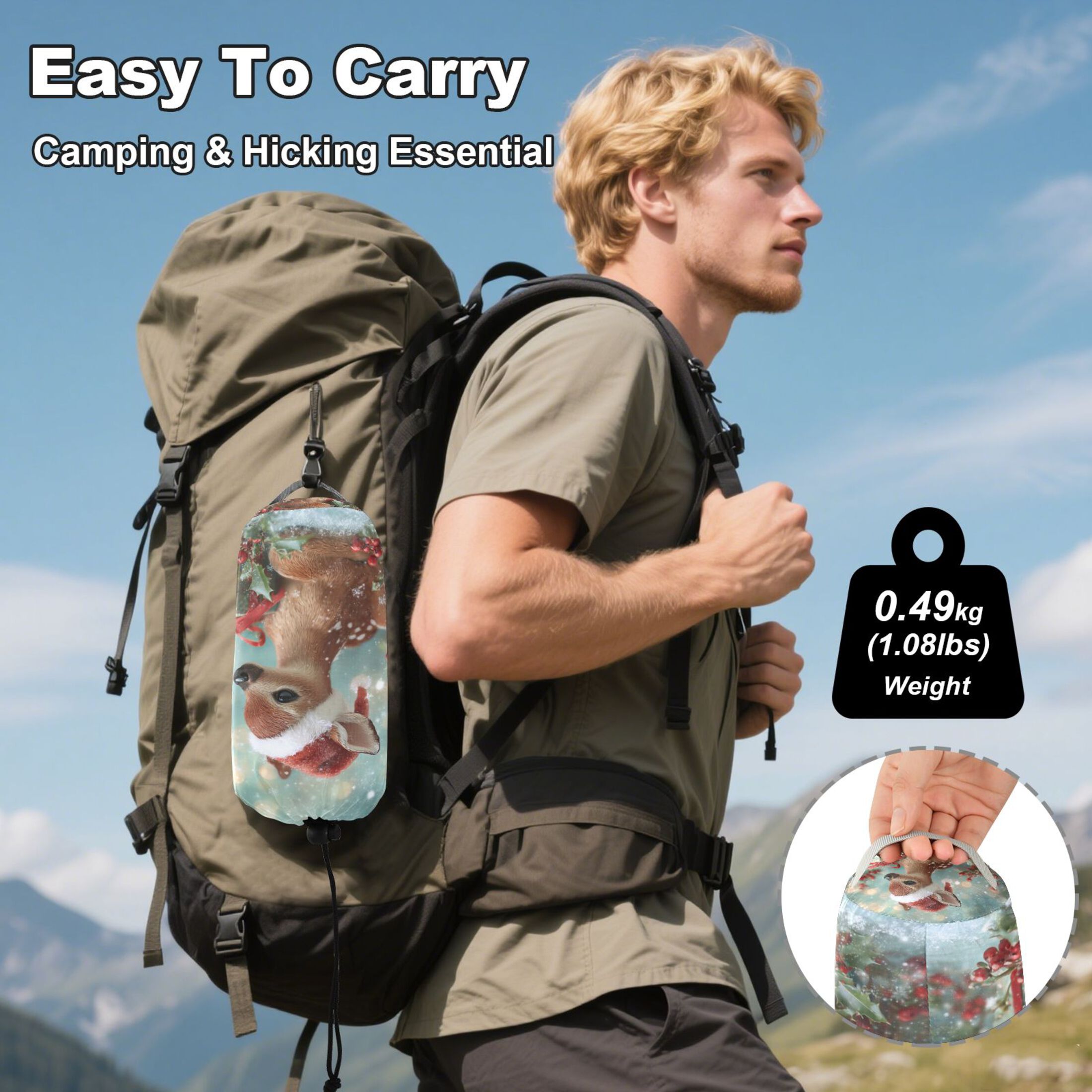 Hammock Camping Hammock Nylon Portable Hammock Travel Camping Hammock Warm Christmas Deer Cartoon