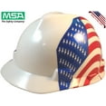 thumbnail image 1 of MSA V-Gard Patriotic Hard Hat with Dual American Flag on Both Sides w/ One Touch Suspension, 1 of 4