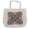 thumbnail image 1 of Fractal Shopping Bag, Floral Flowers Ottoman Natural Design with Abstract Colored Mix Art Image Print, Eco-Friendly Reusable Bag for Groceries Beach and More, 15.5" X 14.5", Cream, by Ambesonne, 1 of 2