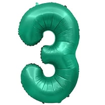 32 inch Number 3 - Metal Balloons - Green Foil Mylar Balloon - Party Supplies Decorations