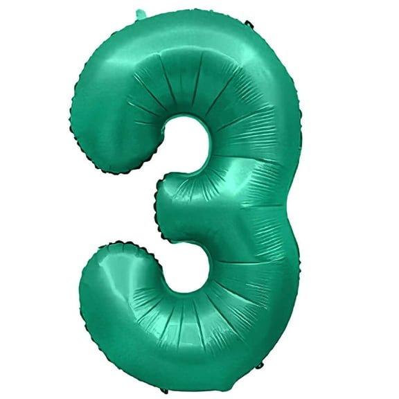 32 inch Number 3 - Metal Balloons - Green Foil Mylar Balloon - Party Supplies Decorations