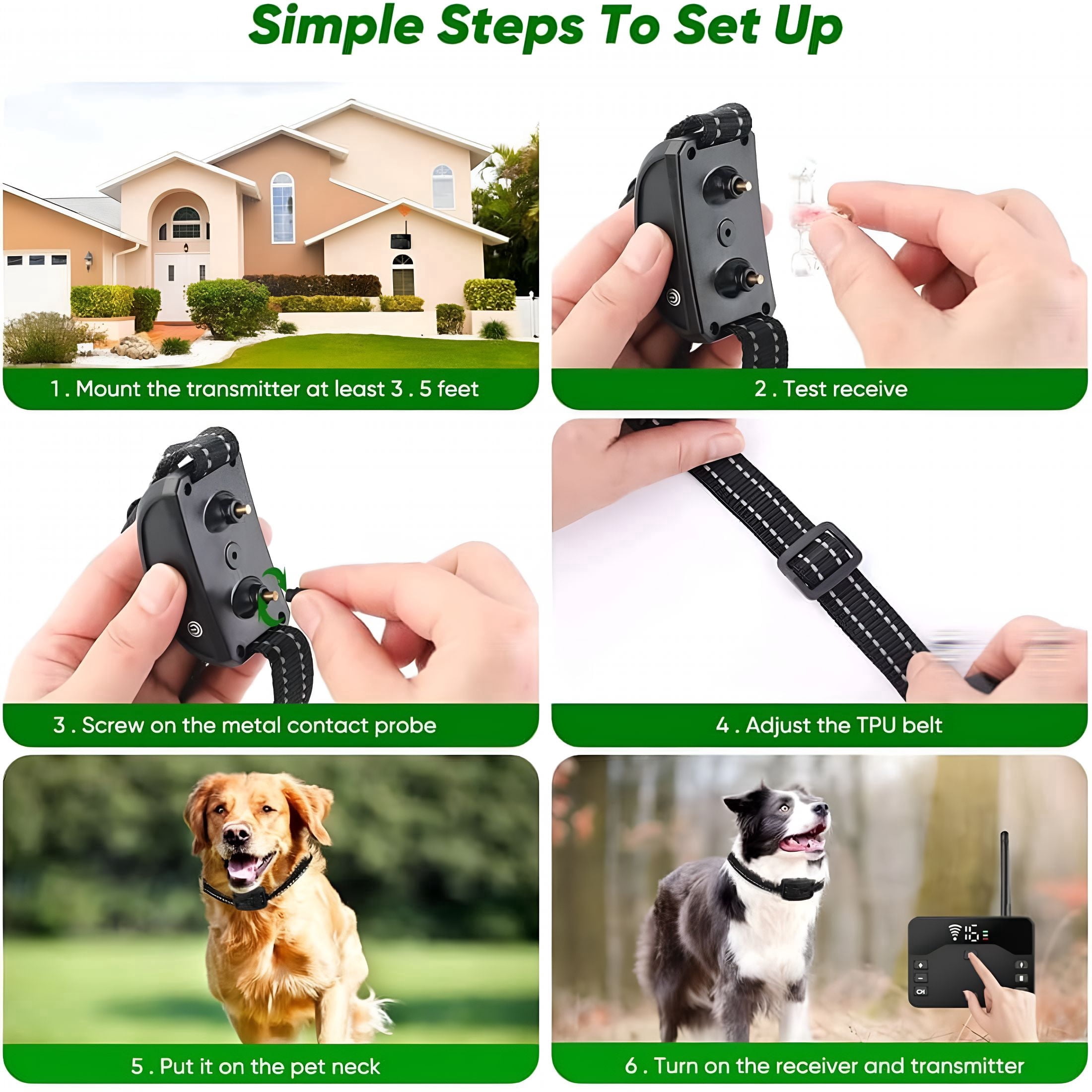 GJX 2026 New Wireless Dog Fence,Outdoor Electric Pet Containment System with Remote,Waterproof Training Collar with Adjustable Vibration and Shock,Safe Effective,Boundary Container for 3 Dogs
