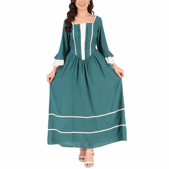 Boho Maxi Dress for Women Long Sleeve Flowy A Line Prairie Dress V Neck Peasant Vintage Casual Dresses