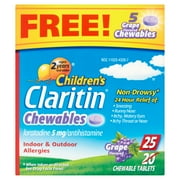 Claritin Children's Grape Flavored Chewable Tablets, 25 count