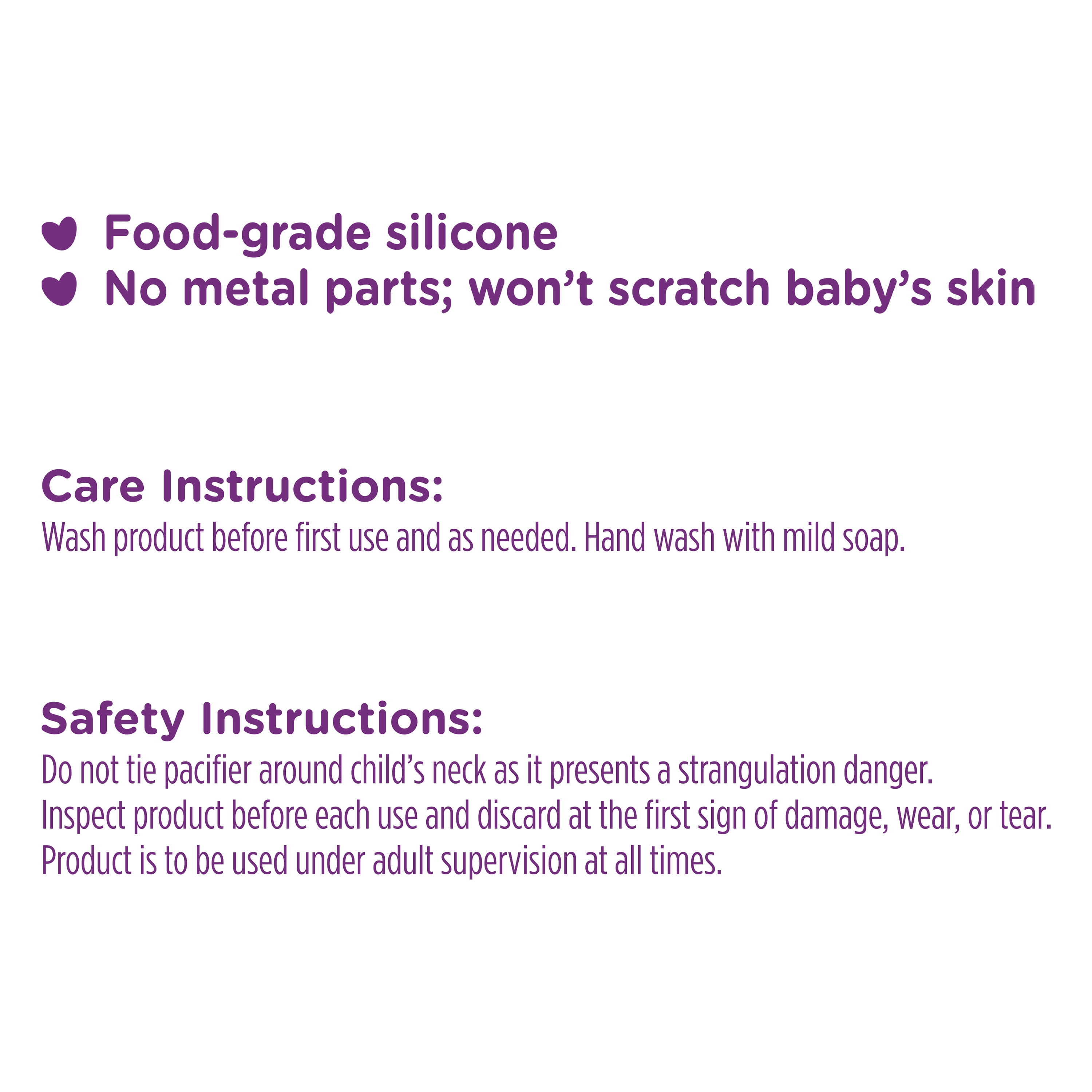 Parent's Choice Silicone Baby Pacifier Clips, 2 Count