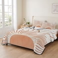 thumbnail image 2 of Twin XL Quilt Set 68''x98'', Orange Sunshine Lightweight Summer Bedspread Coverlet Set with 2 Pillow Shams, Lines Retro Abstract Middle Century Breathable All Season Quilt Bedding for Dorm/Guest Room, 2 of 9
