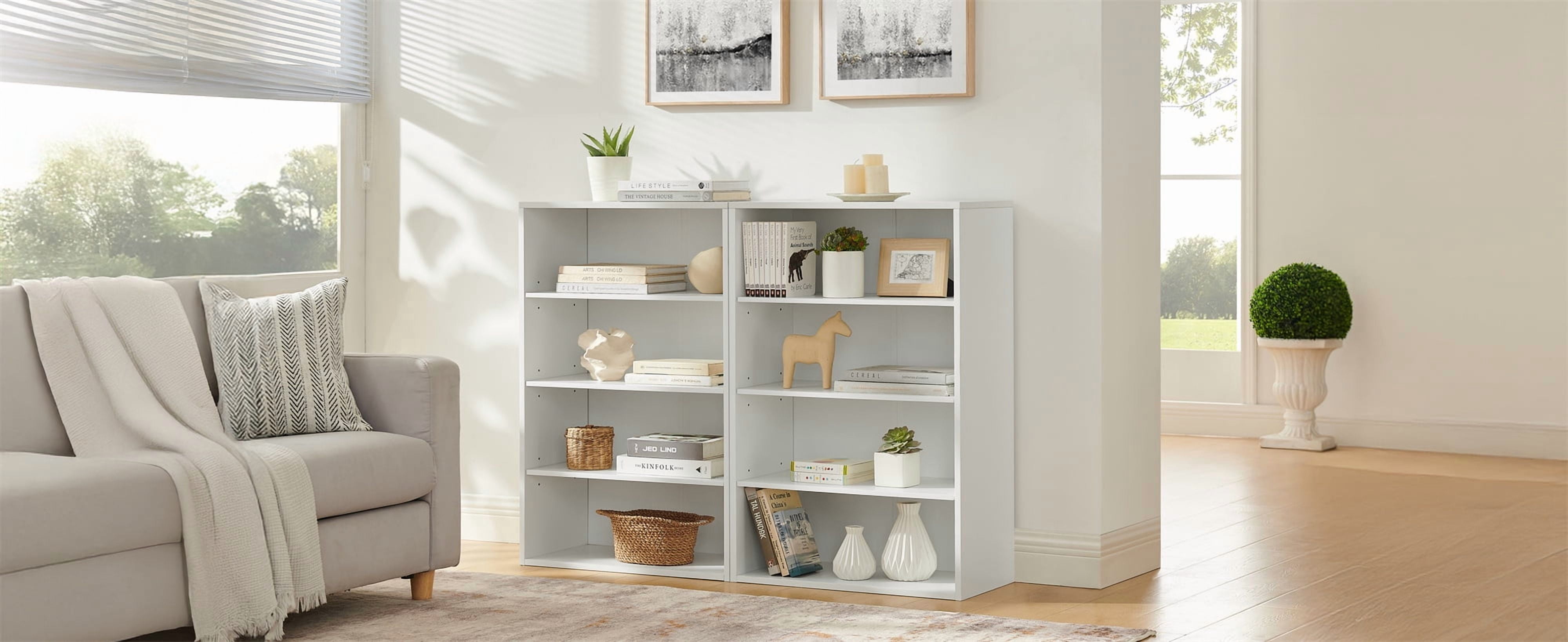 Cd Dvd Storage Cabinet Bookcase, Adjustable Shelf 8-Layer Storage, Display Bookshelf, Home, Office, Double-Layer Bookcase, Can Be Disassembled Into Two 4-Layer Storage Bookcases