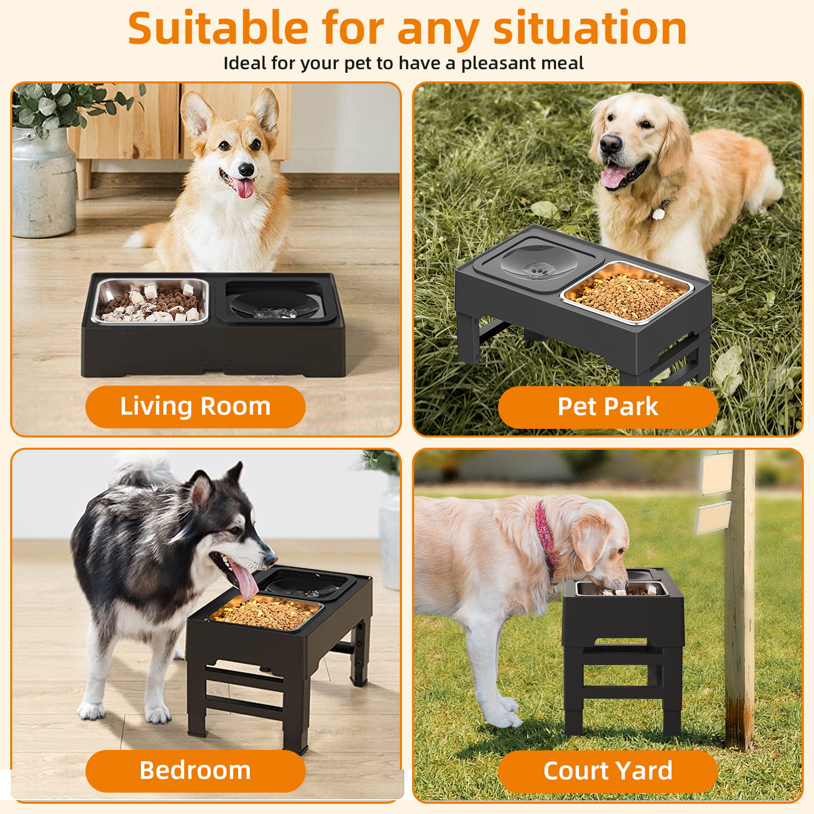 4 Height Adjustable ABS Black Standing Dog Bowls with Anti-Spill Dog Water  Bowl - China Slow Feeder Dog Bowl and Dog Bowls price