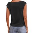 thumbnail image 4 of Summer Short Sleeve Solid Color Women Square Neckline Casual Tee Tank Shirt, 4 of 4