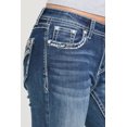 thumbnail image 5 of Grace in LA Women's Aztec Faux Flap Pocket Embellished Bootcut Stretch Jeans (25, Blue Stonewashed), 5 of 7