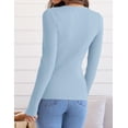 thumbnail image 4 of Women's Long Sleeve Crewneck Tops 2024 Spring Fall Clothes Ribbed Knit Sweater Slim Fitted Casual Basic Tee Shirts, 4 of 4