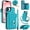 Blue, variant on For Apple iPhone 16 Pro Max RFID Blocking Wallet Case Magnetic Flip Cover Multi-Card Slots Zipper Pocket With 360 ° Rotating Ring Holder Detachable Shoulder Strap And Wrist Strap,Rose gold