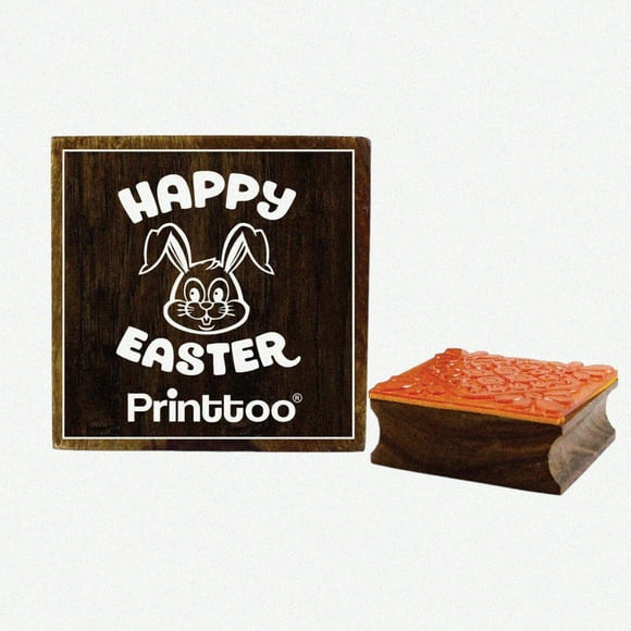 "3x3" Happy Bunny Face Pattern Wooden Rubber Stamp for Scrapbooking