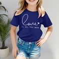 thumbnail image 3 of Girls Shirts Short Sleeve Valentine's Day Print Crewneck Kids Funny Tee Size 4-5 Years,Dark Blue, 3 of 5