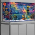 thumbnail image 2 of Aquarium Background with Cloud Sky Design, Fantasy Landscape Tapestry Trippy Neon Galaxy Space Fish Tank, Nature Lighthouse Lake Tapestry Wall Hanging Decor, 2 of 7