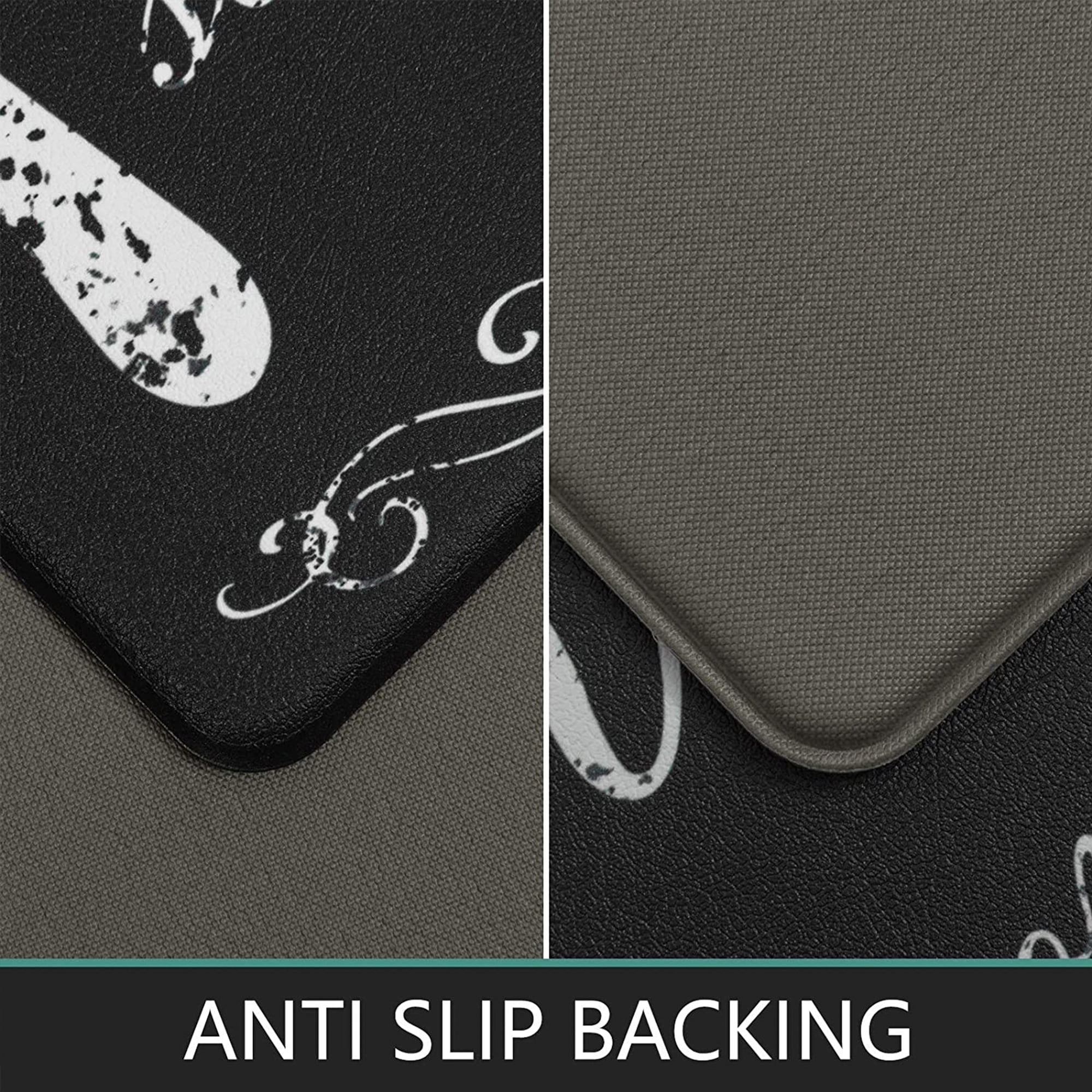 Findosom 2pcs Anti-Fatigue Kitchen Rugs Set Non Slip Waterproof Kitchen Runner Rug and Mat 0.4" Thickness Comfort Standing Mat for Kitchen, Floor, Office, Sink, Laundry 18"x47"+18"x30" Black