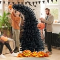 thumbnail image 3 of Costway 7FT Pre-Lit Black Halloween Tree 8 Flash Modes w/ 400 Purple & Orange Lights, 3 of 10