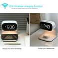 thumbnail image 2 of Digital Alarm Clock with Wireless Fast Charging Station 15W Touch Smart Bedside Lamp, 3-Color Night Light for Living Room, Bedside, Heavy Sleepers (White + No Adapter), Home Holiday Gift, 2 of 5