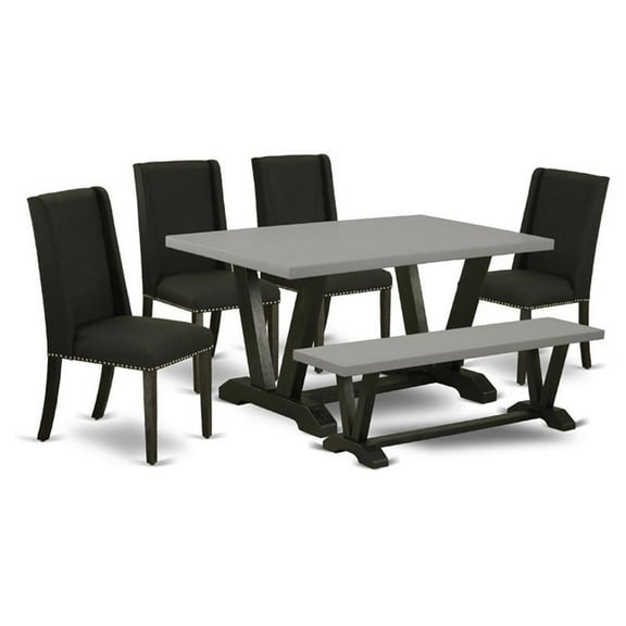 Pemberly Row 6-piece Wood Dining Set in Cement/Black