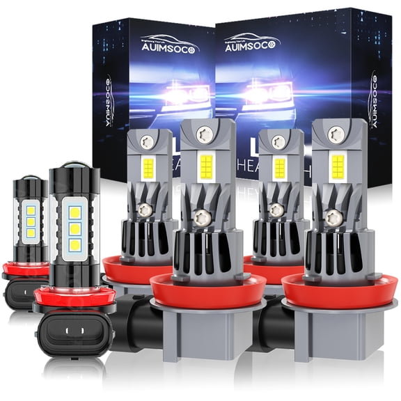 For Ford Fusion 2017-2020, LED Headlight Hi/Lo Fog Light Bulbs Combo Kit, High Beam H9, Low Beam H11, Fog Light H11, Plug-and-Play, 6PCS