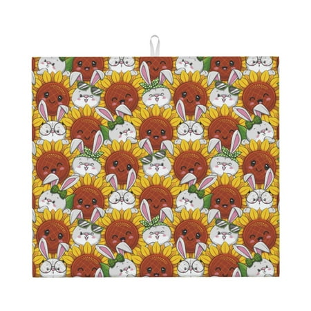 

Matuu Cartoon Sunflowers for Dish Drying Mat for Kitchen Counter for Kitchen and Dining Kitchen Counter Accessories 16 x18