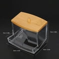 thumbnail image 4 of 1 Piece - Cosmetic Cotton Swab Storage Box, Toothpick Dispenser, Bamboo Lid Cotton Swab Box, Transparent Cotton Swab Toothpick (Rectangular), 4 of 5