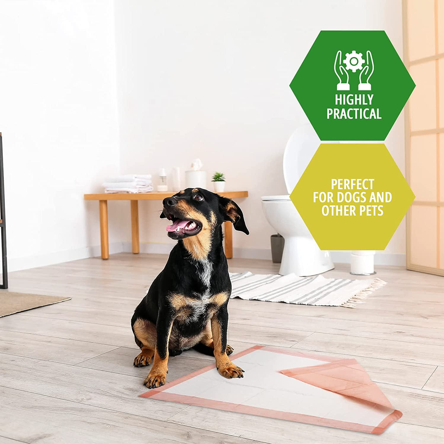 Med Pride Dog Pads 22x24 inch, 100 count Puppy Training Pads with Attractant, Leakproof Pee Pads for Dogs