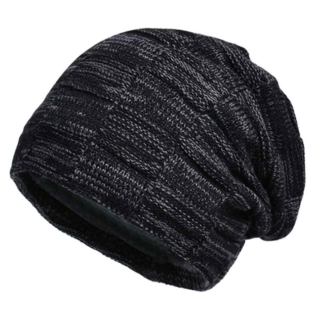 Gorro de hombre holgado Gorro de invierno Hombre Gorro de gorro fresco hombre forrado con gorro de punto