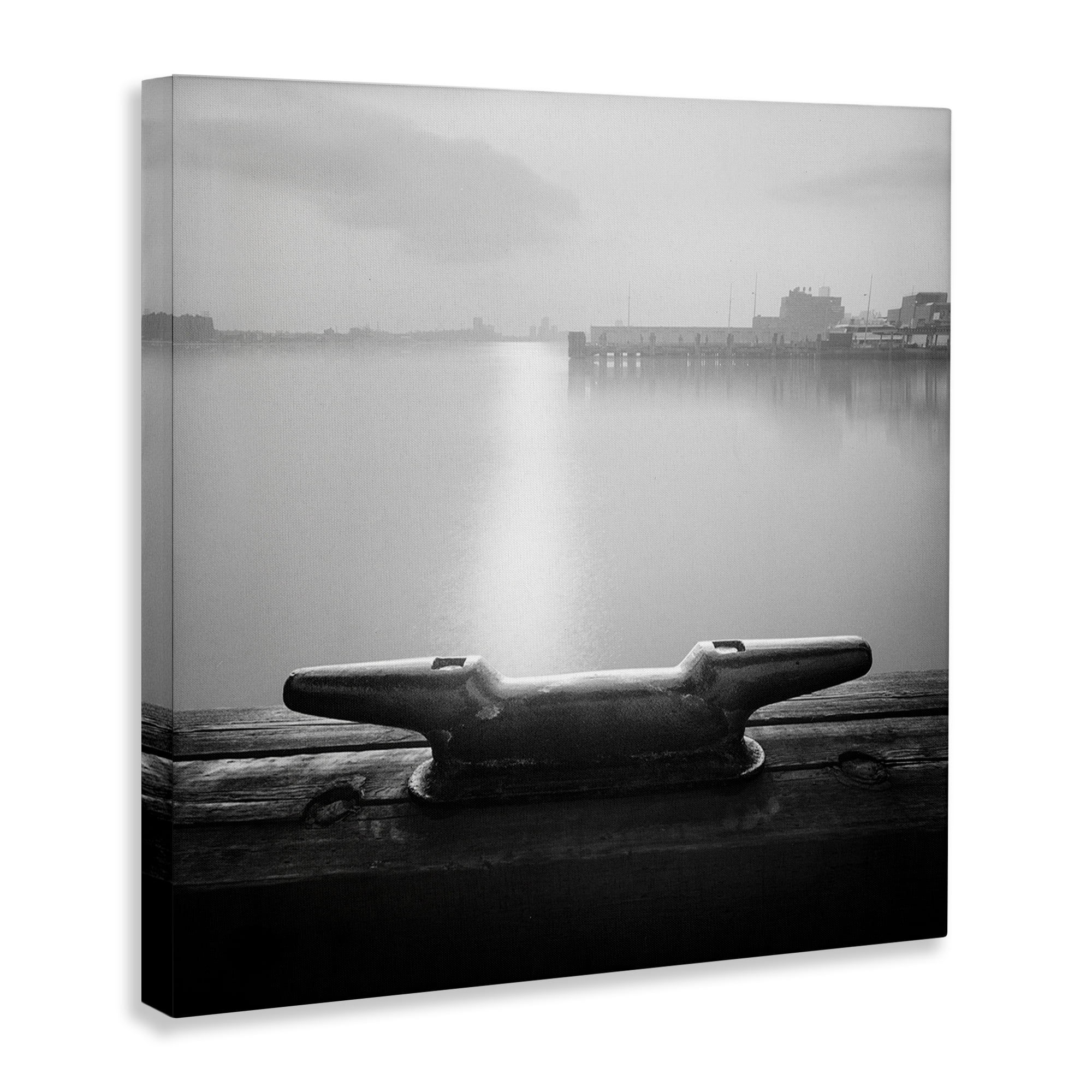 Stupell Industries Dockside Boat View Coastal Photography Gallery Wrapped Canvas Art Print Wall Art, 24 x 24