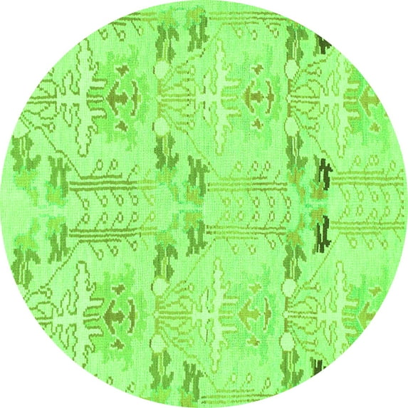 Ahgly Company Indoor Round Abstract Green Modern Area Rugs, 5' Round