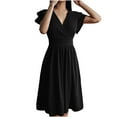 thumbnail image 4 of Inleife Womens Summer Dresses Women's Casual Fashion V-Neck Short Sleeve Solid Dress, 4 of 7