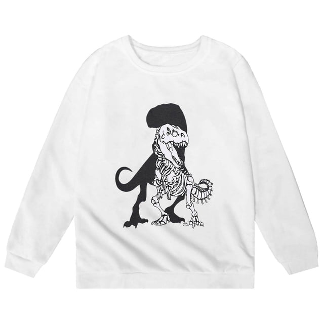 PMVFHDE Liquidation Mode Enfant Chandails à Capuchon & Chandails en Molleton Mode Enfant Personnalité Décontractée Ample Imprimé Col Rond Sans Capuche Manches Longues Chandail en Molleton Blanc,130