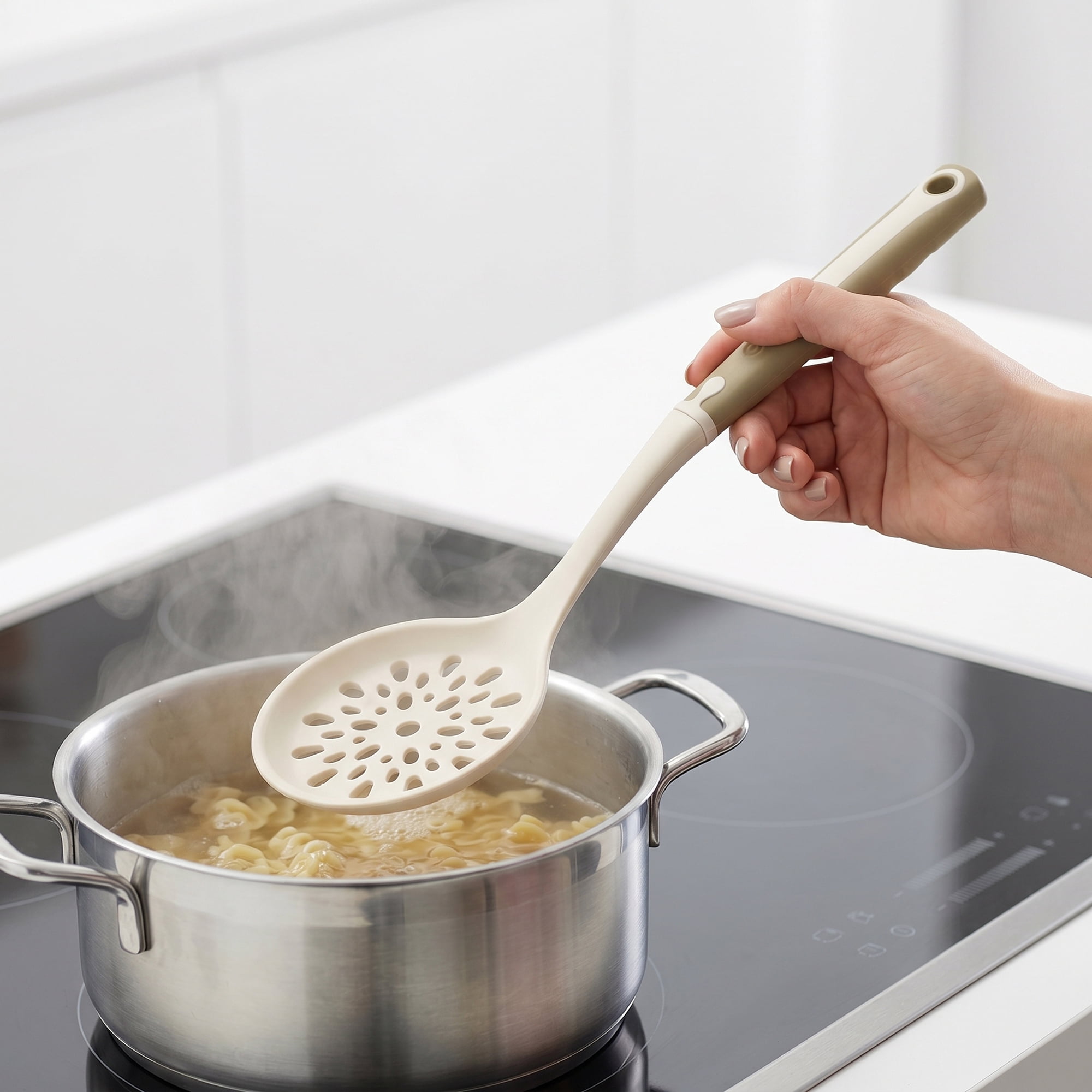 Unique Bargains Heat Resistant Cooking Silicone Slotted Spoon for Cookware C 13.6"x4.1"