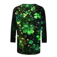 thumbnail image 4 of Womens St. Patricks Day Shamrock Sweatshirt Raglan Sleeve Clover Print Jumper Irish Crew Neck Pullover Tops, 4 of 5