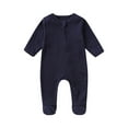 thumbnail image 2 of fnnxnal 6 Months Newborn Navy Infant Romper - 100% Cotton, Full Zipper Footed, Hypoallergenic for Sensitive Skin, Easy Diaper Change, 2 of 3