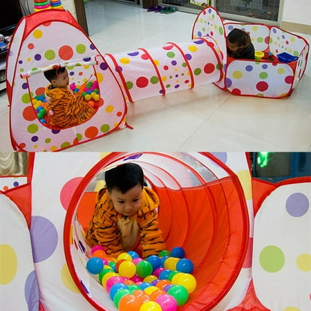 3 In 1 Kids Pop Up Play House Tents Tunnel And Ball Pit Playhouse Kids Gifts