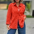 thumbnail image 2 of Womens Long Sleeve Shirts Button Up Plus Size Polka and Linen Buttoned Round Neck Loose and Comfortable Long Sleeved Top, 2 of 7