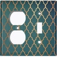 thumbnail image 4 of Metal Light Switch Plate Outlet Cover Teal Yellow Wallpaper Damask WAL001, 4 of 13