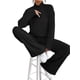 thumbnail image 2 of Conjuntos de 2 Piezas para Mujer para Otoño: Suéter de Punto de Viaje, Pantalones Anchos y Chándal para Estar en Casa. Negro XL, 2 of 7
