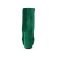thumbnail image 2 of BLISSFUL STEP Women's Round Toe Faux Velvet Block Heels Ankle Boots Green (Size 10), 2 of 7