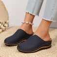 thumbnail image 4 of Women'S Slip On Loafers With Wedge Heel And Embroidery Detail In Pu Material Size 39 Us 7 For Casual Wear And Outdoor Use Dark Blue, 4 of 9