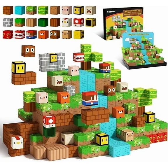 GobiDex Game-Based Magnetic Blocks Building Toys for Kids Ages 3 , Construction Toys STEM Sensory Gift for Boys, Girls 48 Pcs