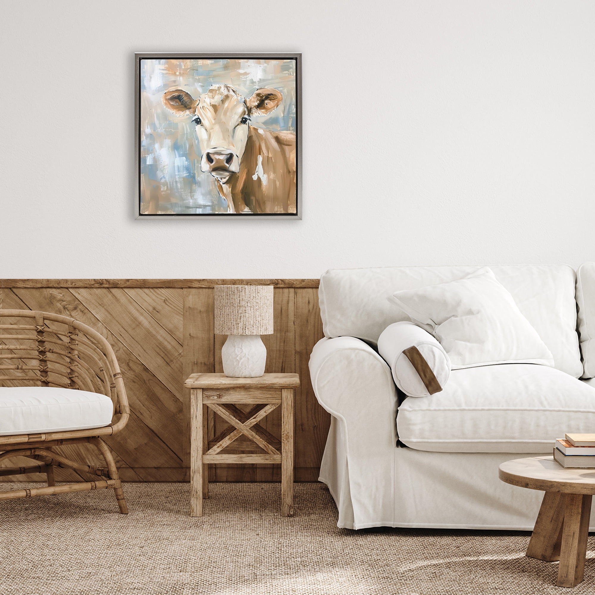 Stupell Industries The Brown Cow Abstract Gray Framed Floater Canvas Wall Art, design by Tina LeCour