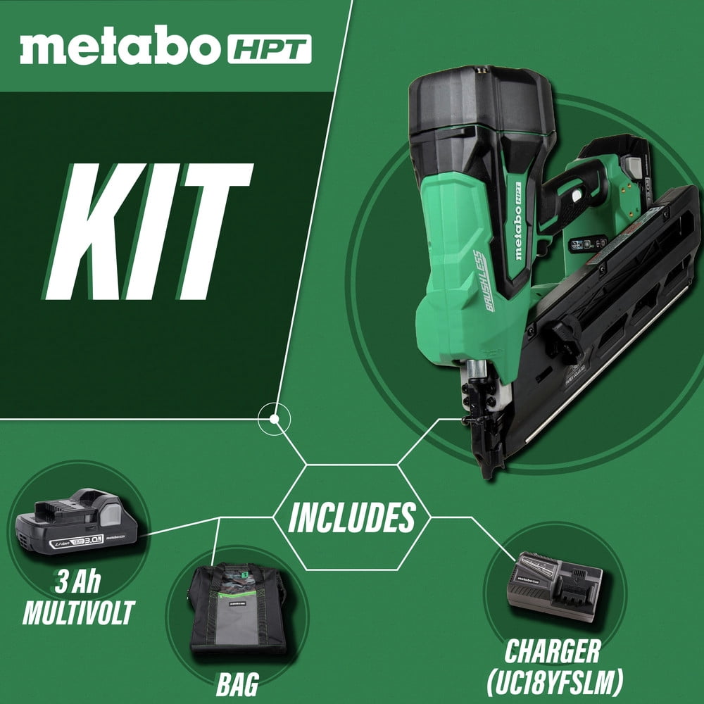 Metabo HPT NR1890DCSM, 18V Cordless Framing Nail Gun, 3.0 Ah