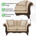 thumbnail image 6 of Roundhill Furniture Hernen Carved Wood Frame Loveseat, Emma Wheat, 6 of 8