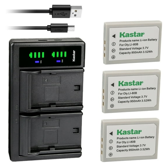 Kastar 3-Pack Battery and LTD2 USB Charger Replacement for Nytech DS-7210, DS7210, Nytech DS-8210 DS8210, Nytech DS-8310, DS8310, Nytech DM-6331, DM6331, Nytech MH29637, MH-29637 Camera