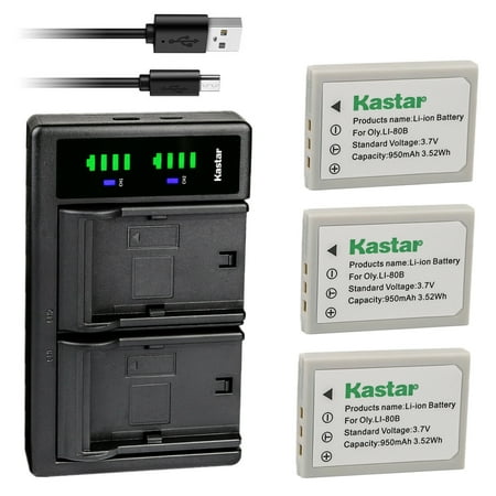 Image of Kastar 3-Pack Battery and LTD2 USB Charger Replacement for AVANT S4 S6 PROSIO Slim Neo Xc534 Slim Neo Xi REVUE DC5 super slim DC50 slim DC55 slim DC6 DC6 super slim DC65 slim Camera